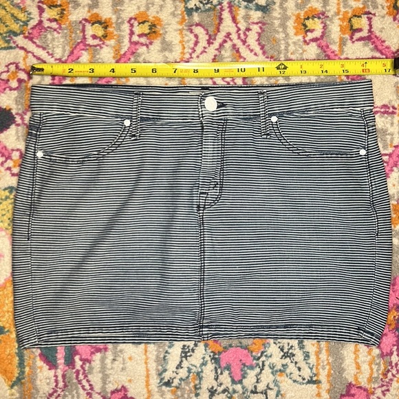 Mother Denim S.N.S Striped Jean On The Road Mini Skirt Size 27 - Picture 11 of 12